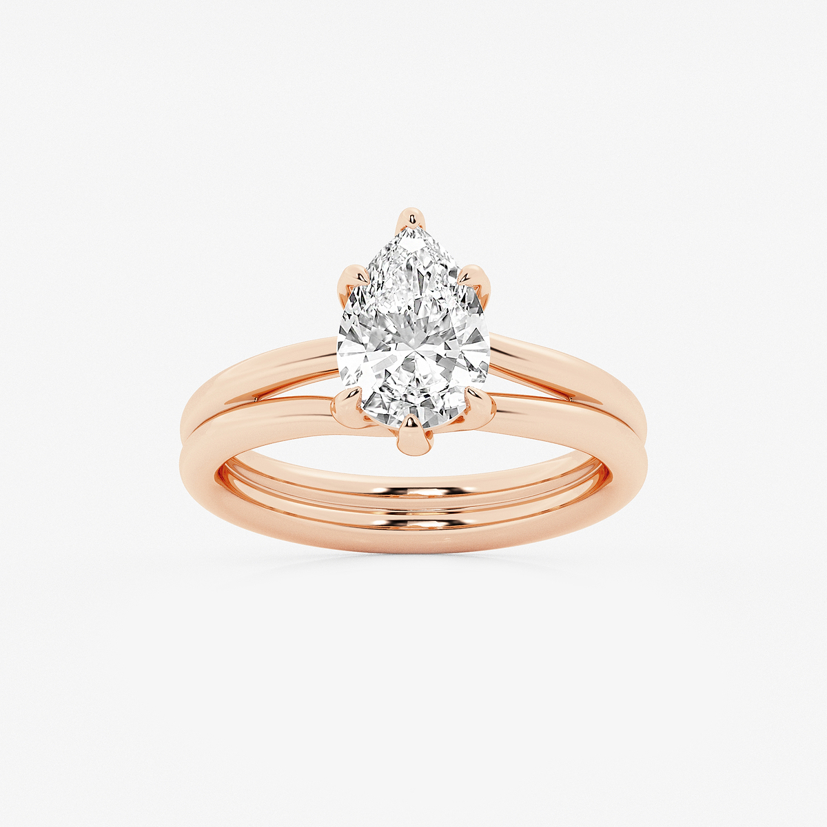 2 ctw Pear Lab Grown Diamond Double Shank Trellis Solitaire Engagement Ring