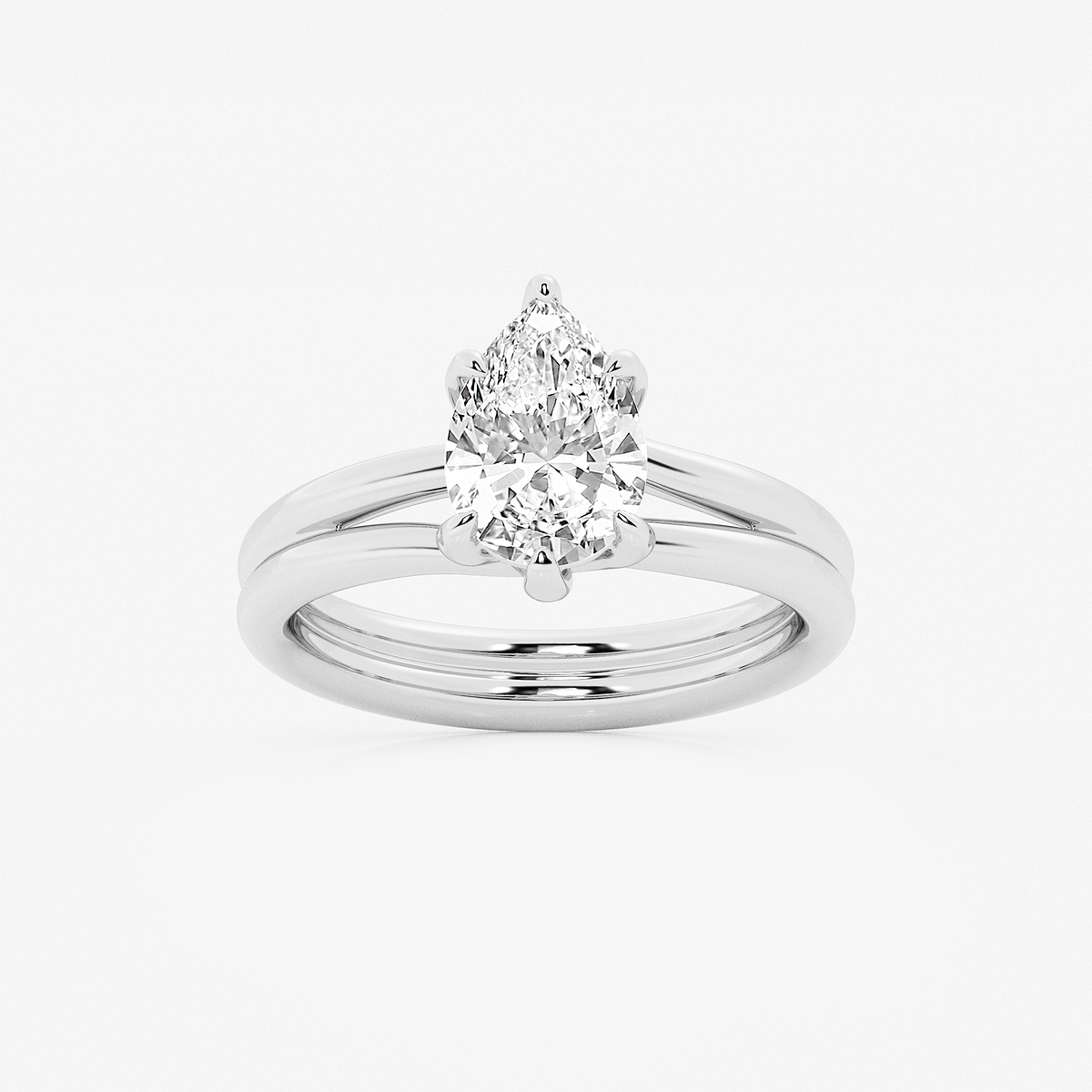 2 ctw Pear Lab Grown Diamond Double Shank Trellis Solitaire Engagement Ring