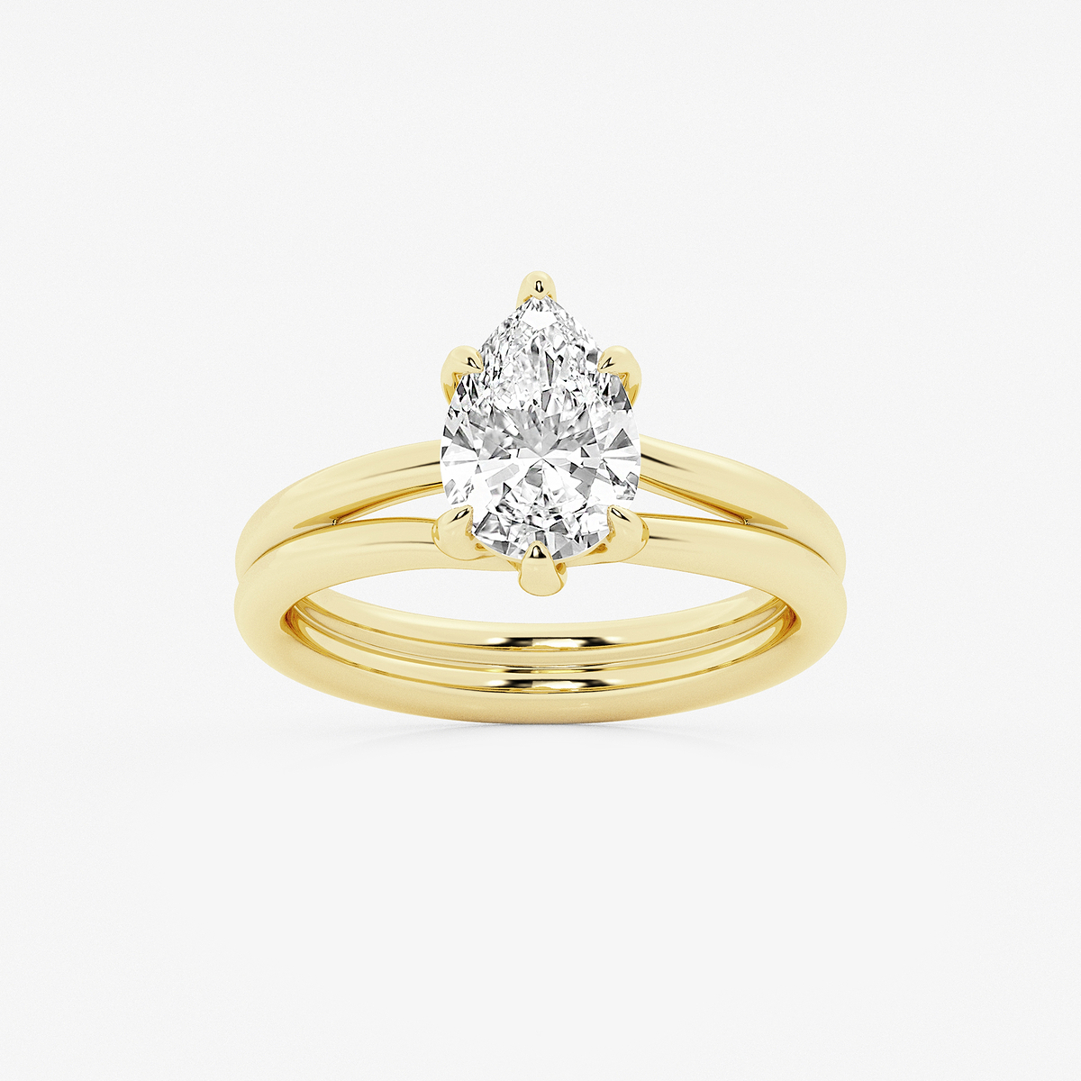 2 ctw Pear Lab Grown Diamond Double Shank Trellis Solitaire Engagement Ring