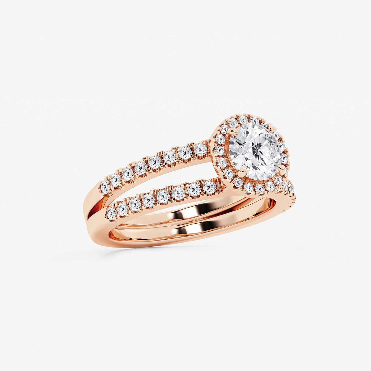 Additional Image 1 for  1 1/2 ctw Round Lab Grown Diamond Double Shank Halo Engagement Ring