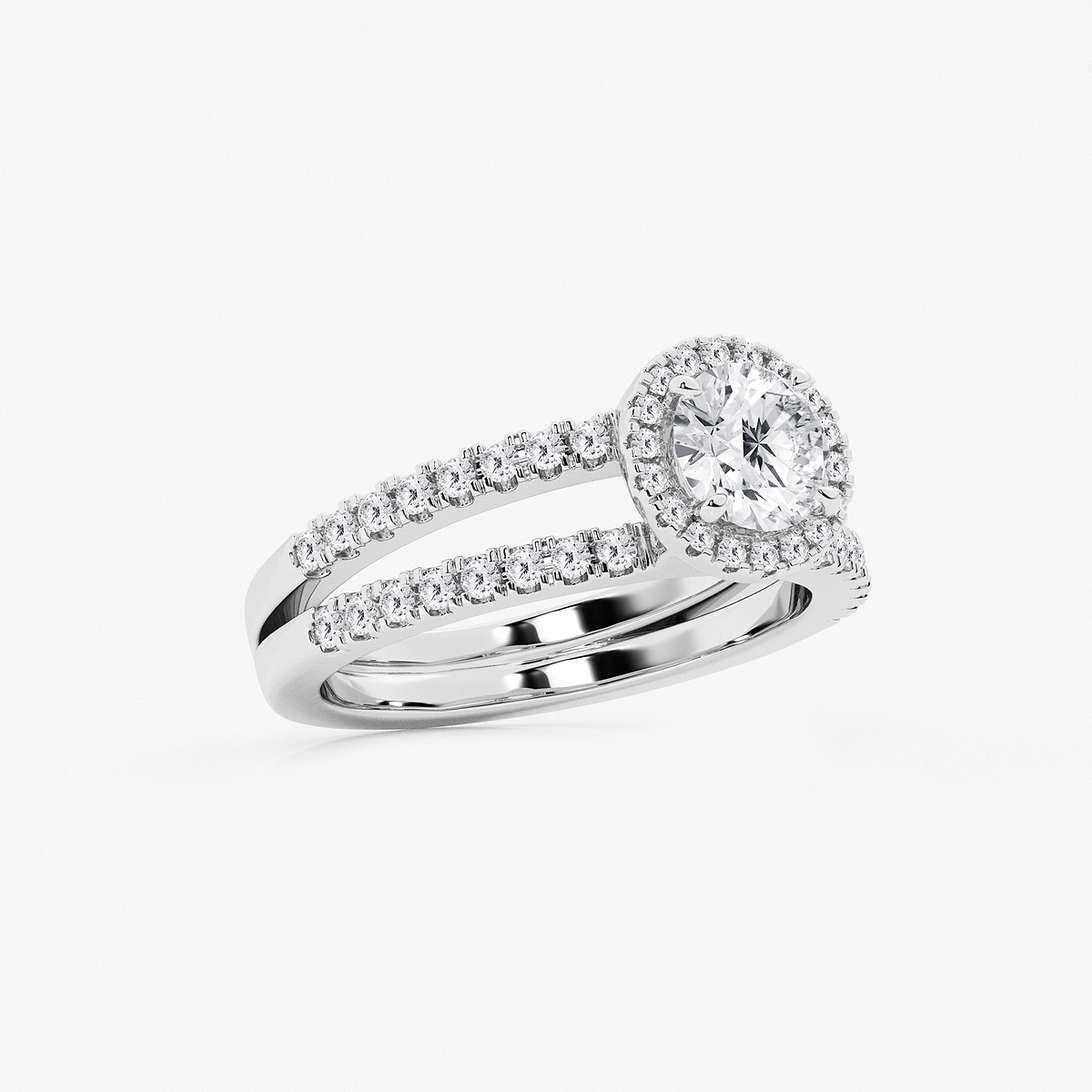 Additional Image 1 for  1 1/2 ctw Round Lab Grown Diamond Double Shank Halo Engagement Ring