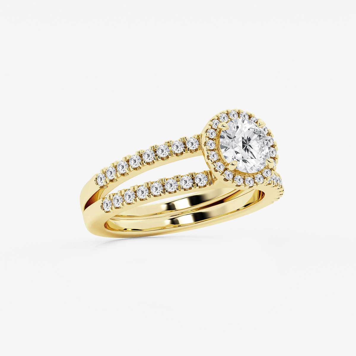 Additional Image 1 for  1 1/2 ctw Round Lab Grown Diamond Double Shank Halo Engagement Ring
