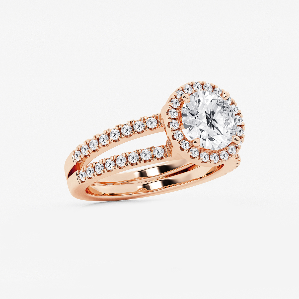 Additional Image 1 for  2 2/3 ctw Round Lab Grown Diamond Double Shank Halo Engagement Ring