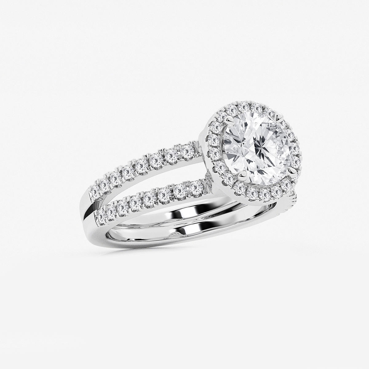Additional Image 1 for  2 2/3 ctw Round Lab Grown Diamond Double Shank Halo Engagement Ring
