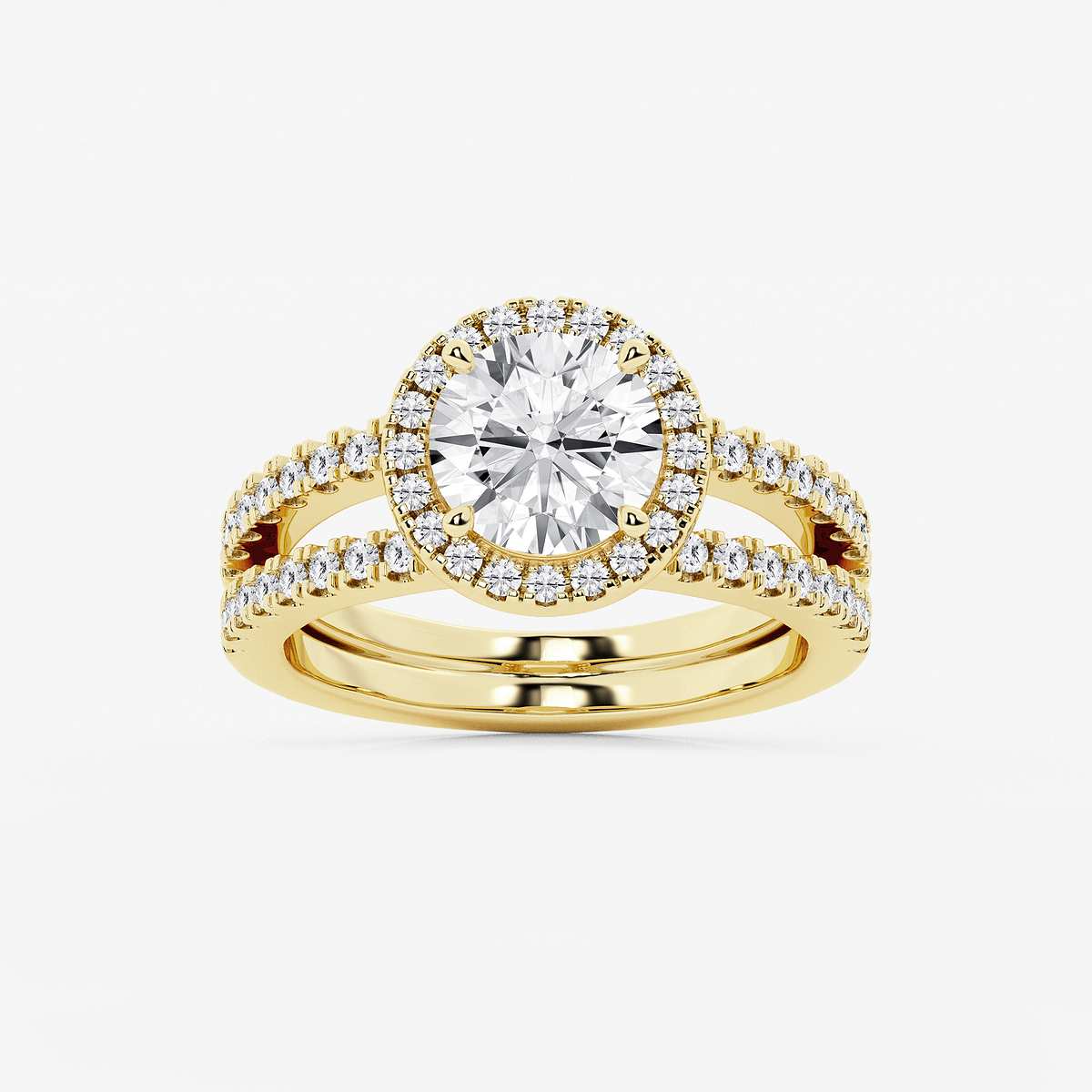 2 2/3 ctw Round Lab Grown Diamond Double Shank Halo Engagement Ring