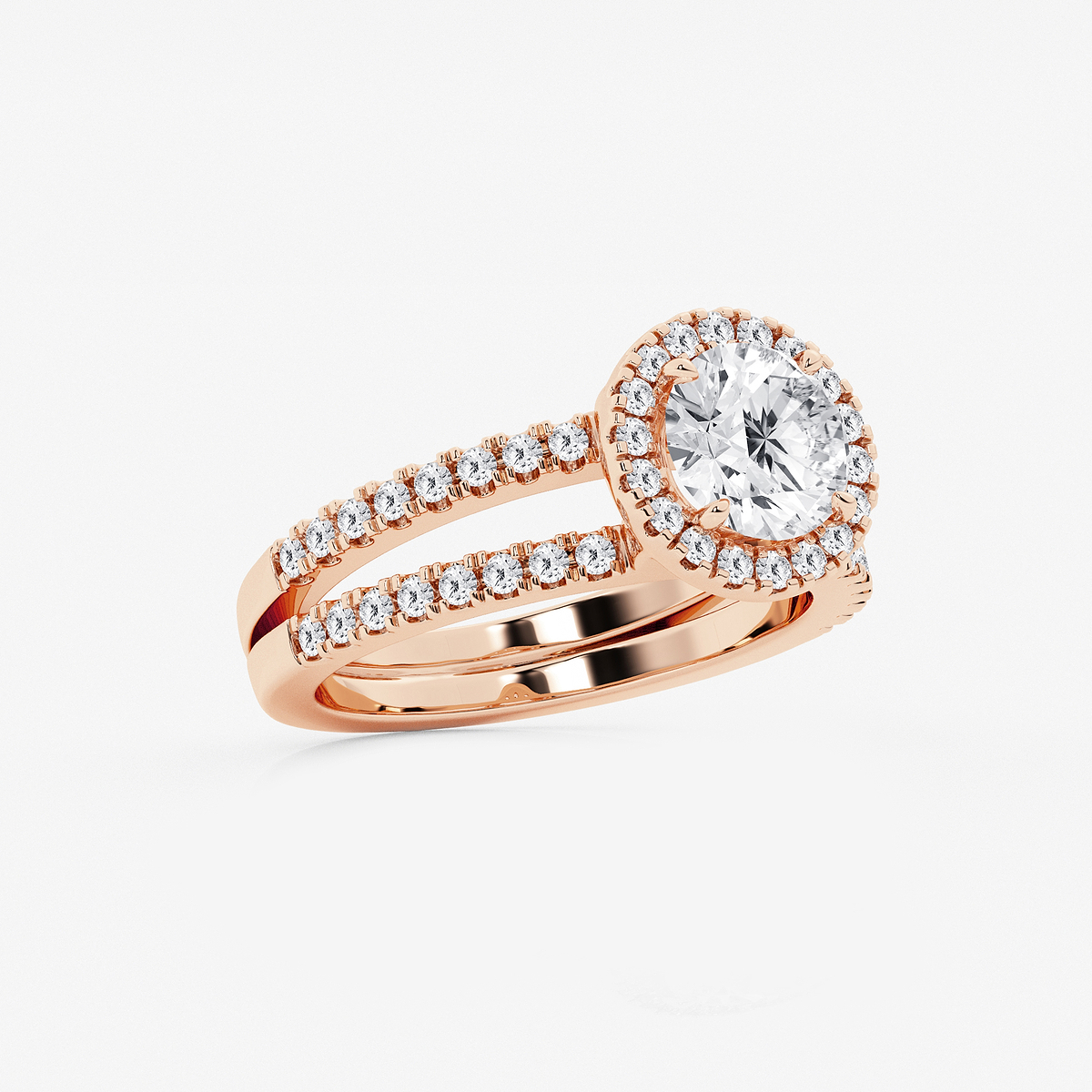 Additional Image 1 for  2 1/8 ctw Round Lab Grown Diamond Double Shank Halo Engagement Ring