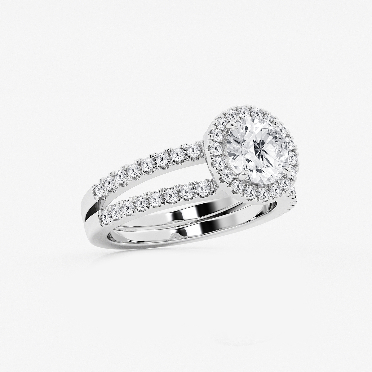 Additional Image 1 for  2 1/8 ctw Round Lab Grown Diamond Double Shank Halo Engagement Ring