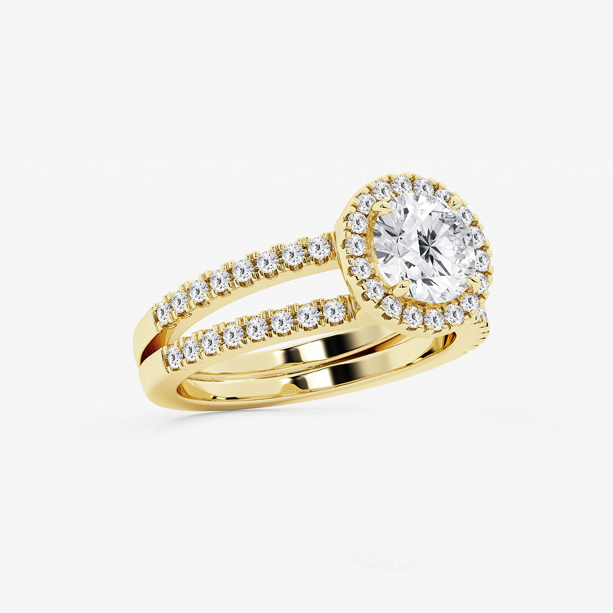 Additional Image 1 for  2 1/8 ctw Round Lab Grown Diamond Double Shank Halo Engagement Ring