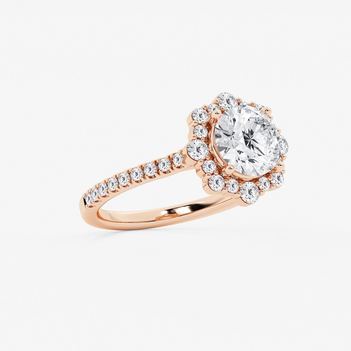 Additional Image 1 for  2 3/4 ctw Round Lab Grown Diamond Floral Halo Engagement Ring