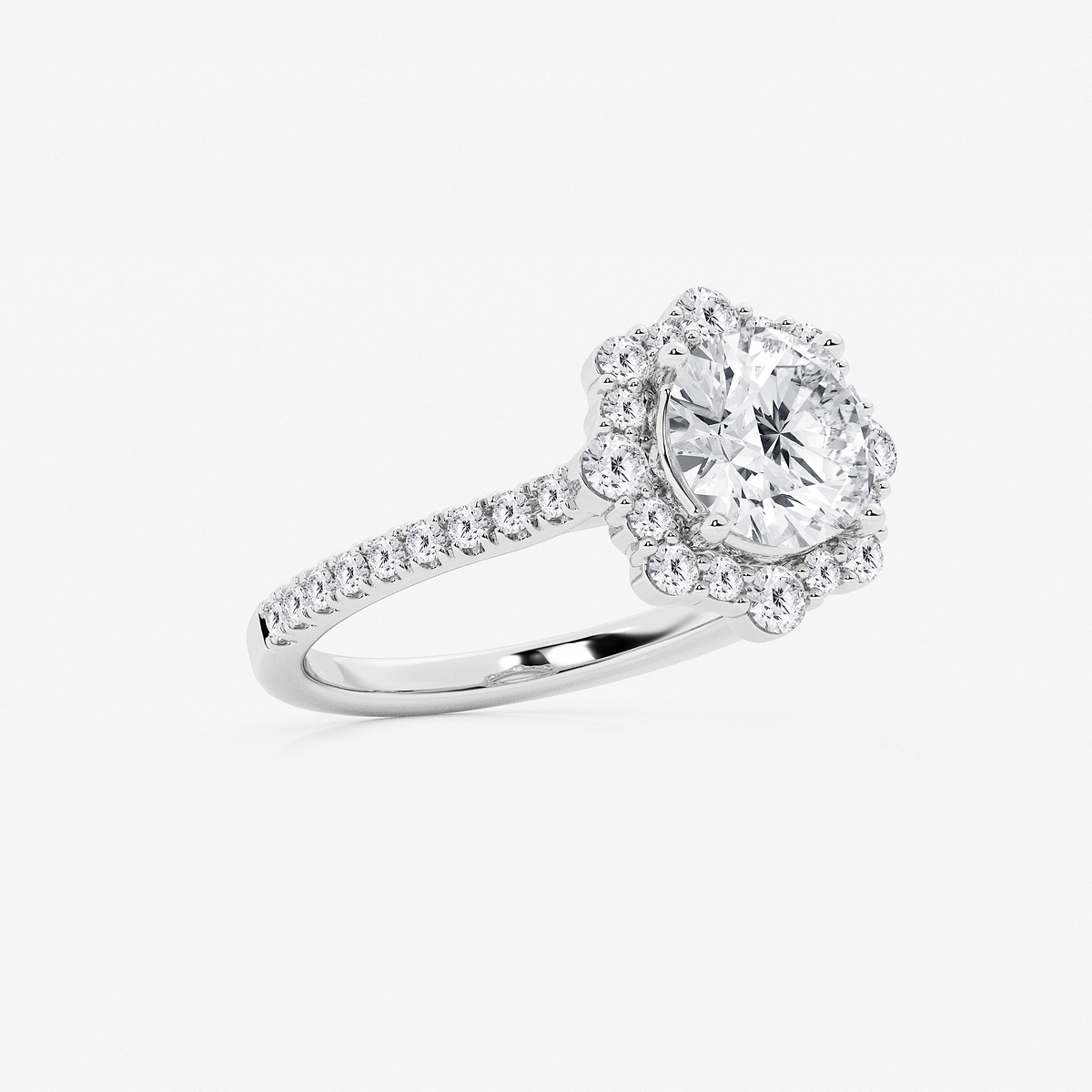 Additional Image 1 for  2 3/4 ctw Round Lab Grown Diamond Floral Halo Engagement Ring