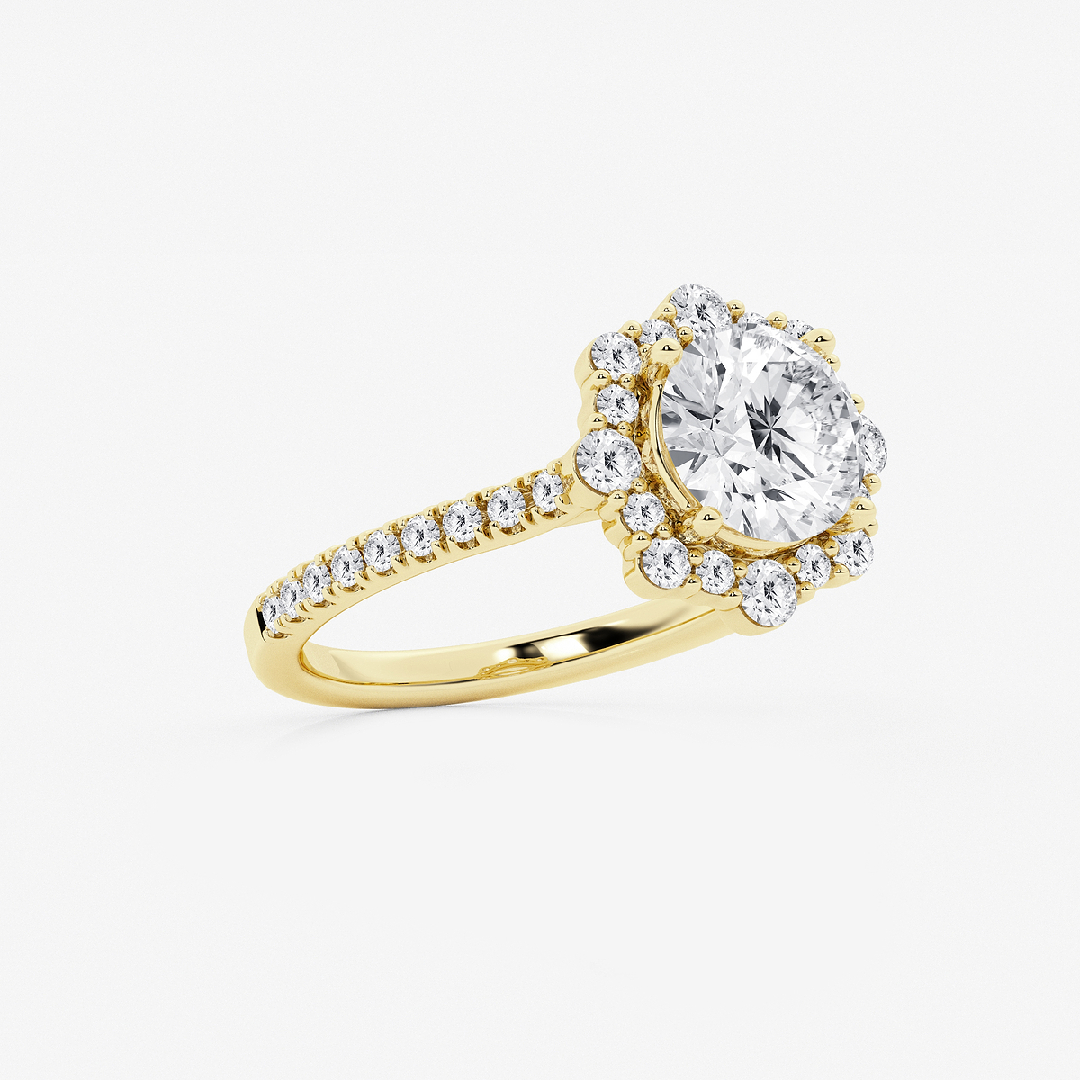 Additional Image 1 for  2 3/4 ctw Round Lab Grown Diamond Floral Halo Engagement Ring