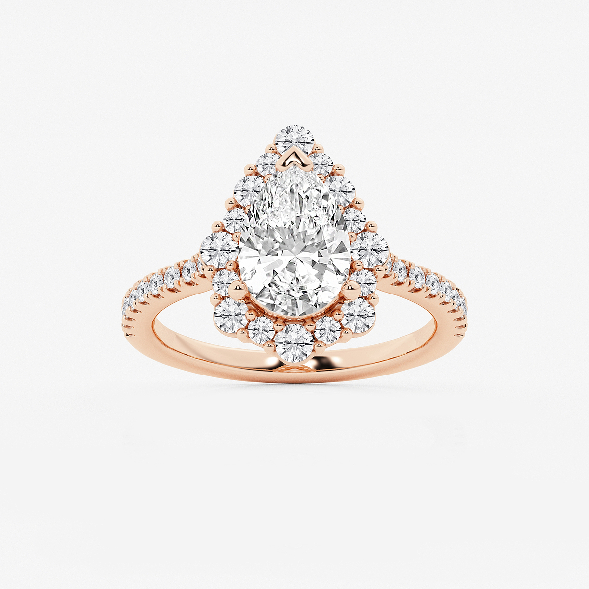 2 3/4 ctw Pear Lab Grown Diamond Floral Halo Engagement Ring