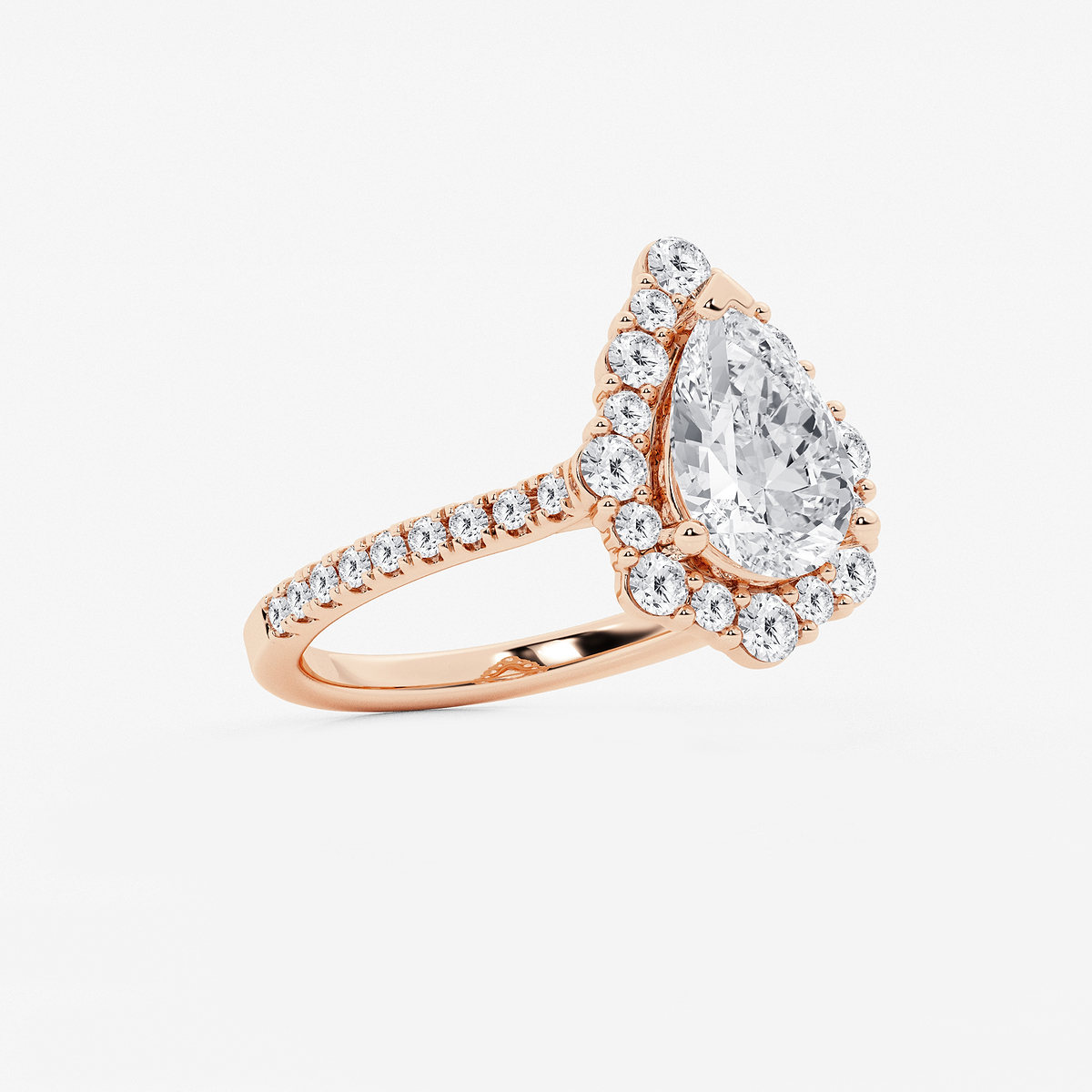 Additional Image 1 for  2 3/4 ctw Pear Lab Grown Diamond Floral Halo Engagement Ring