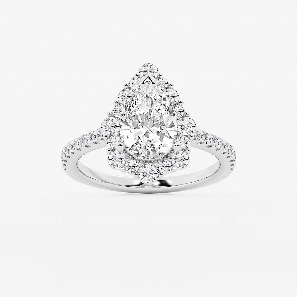 2 3/4 ctw Pear Lab Grown Diamond Floral Halo Engagement Ring