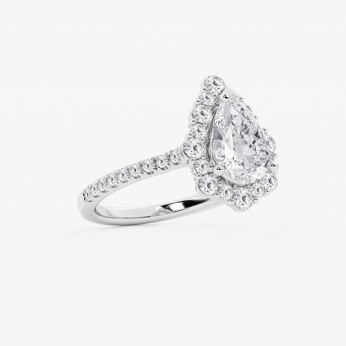 Additional Image 1 for  2 3/4 ctw Pear Lab Grown Diamond Floral Halo Engagement Ring