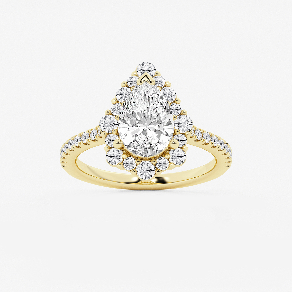 2 3/4 ctw Pear Lab Grown Diamond Floral Halo Engagement Ring