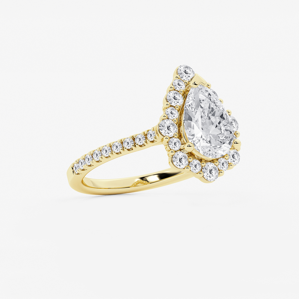 Additional Image 1 for  2 3/4 ctw Pear Lab Grown Diamond Floral Halo Engagement Ring
