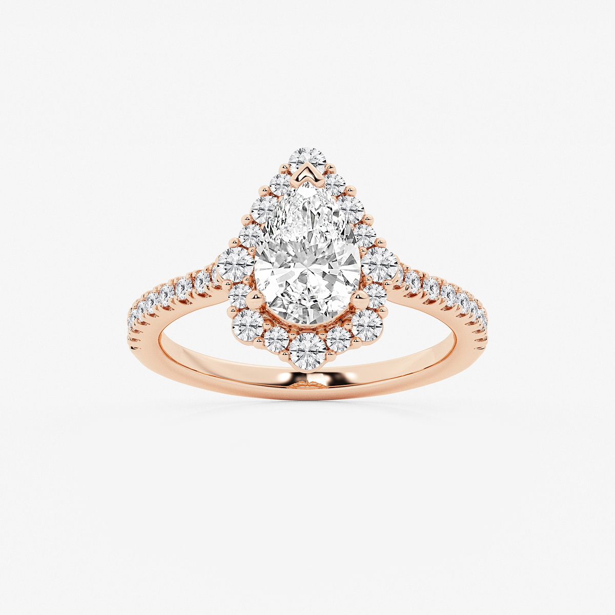 2 1/6 ctw Pear Lab Grown Diamond Floral Halo Engagement Ring