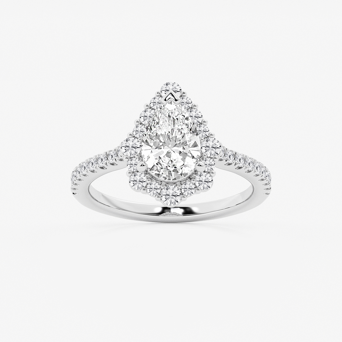 2 1/6 ctw Pear Lab Grown Diamond Floral Halo Engagement Ring