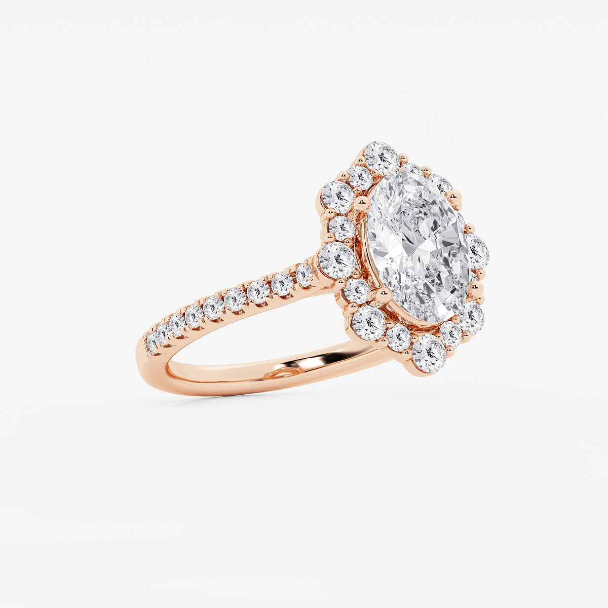 Additional Image 1 for  2 3/4 ctw Oval Lab Grown Diamond Floral Halo Engagement Ring