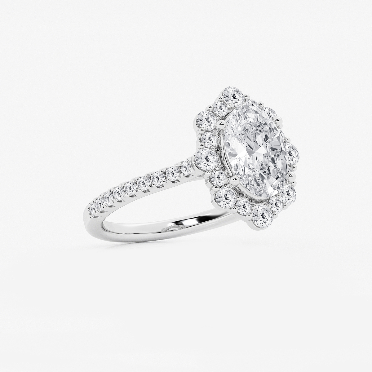 Additional Image 1 for  2 3/4 ctw Oval Lab Grown Diamond Floral Halo Engagement Ring