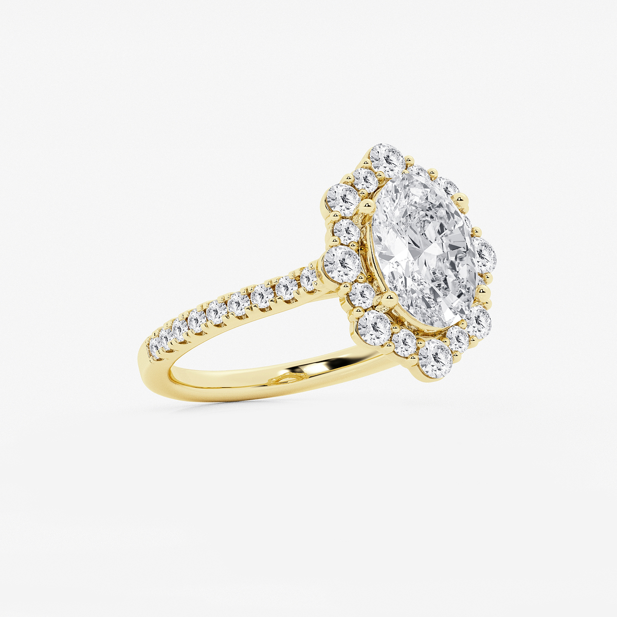 Additional Image 1 for  2 3/4 ctw Oval Lab Grown Diamond Floral Halo Engagement Ring