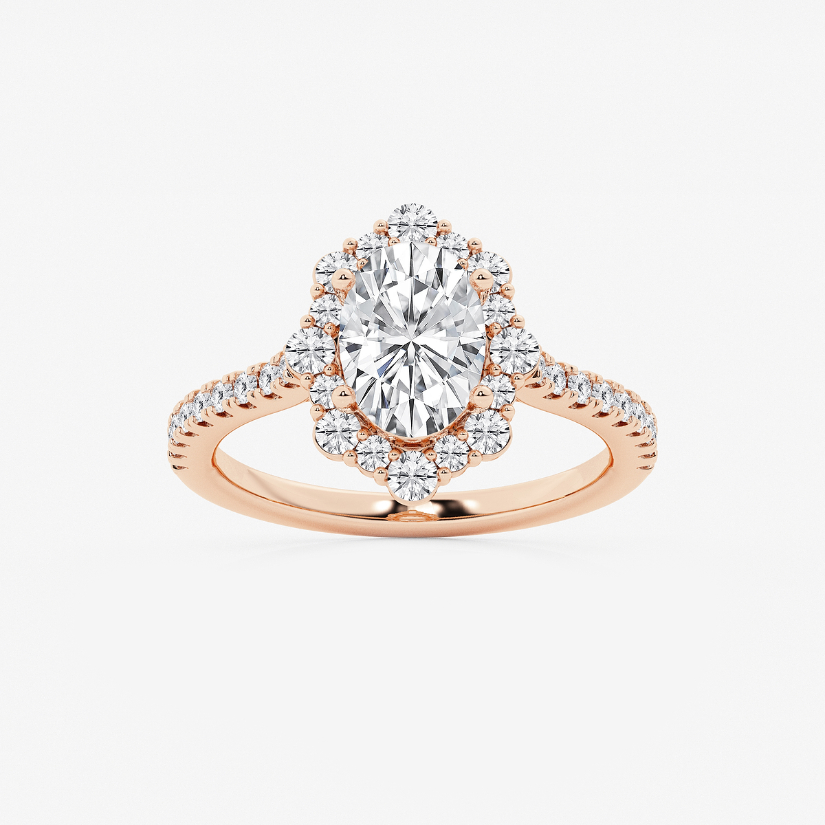 2 1/6 ctw Oval Lab Grown Diamond Floral Halo Engagement Ring