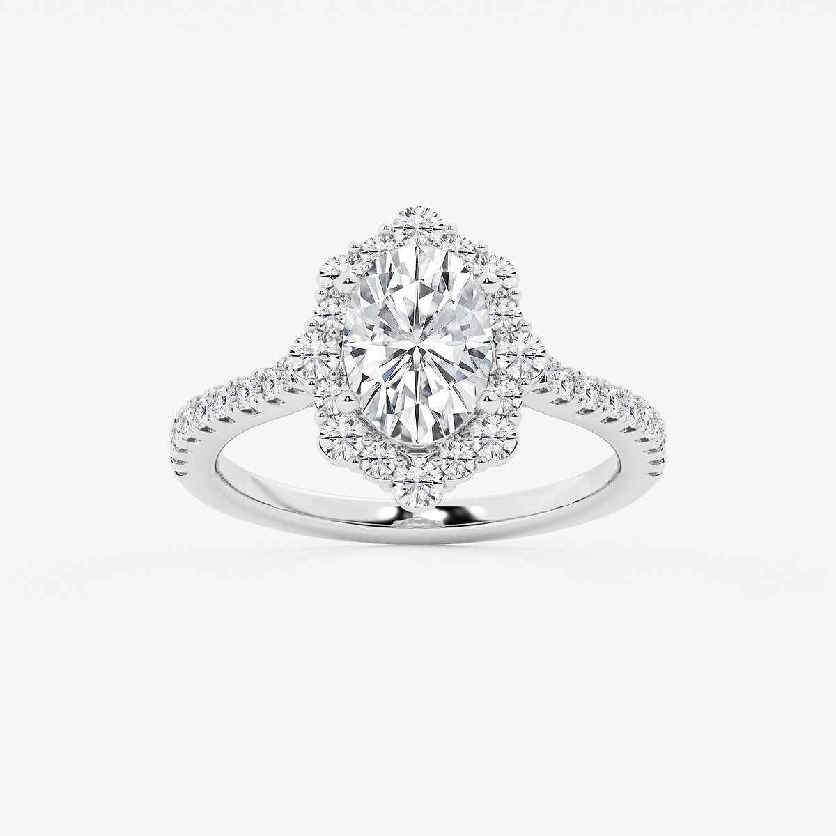 2 1/6 ctw Oval Lab Grown Diamond Floral Halo Engagement Ring