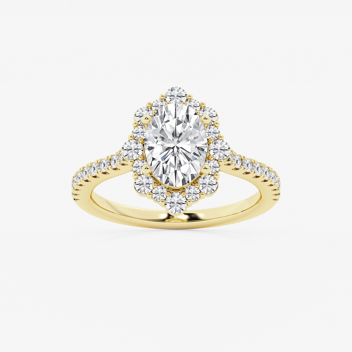 2 1/6 ctw Oval Lab Grown Diamond Floral Halo Engagement Ring