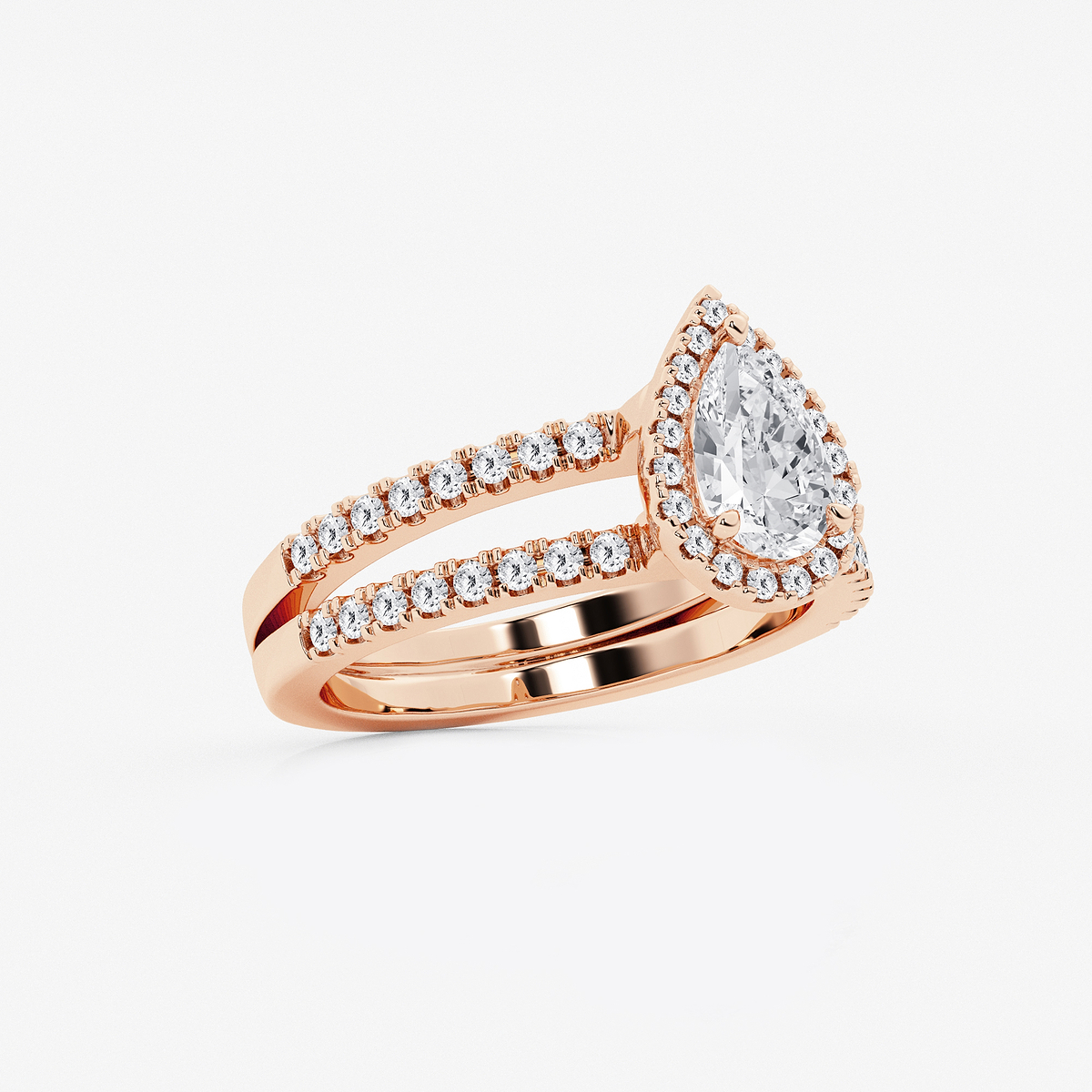 Additional Image 1 for  1 1/2 ctw Pear Lab Grown Diamond Double Shank Halo Engagement Ring