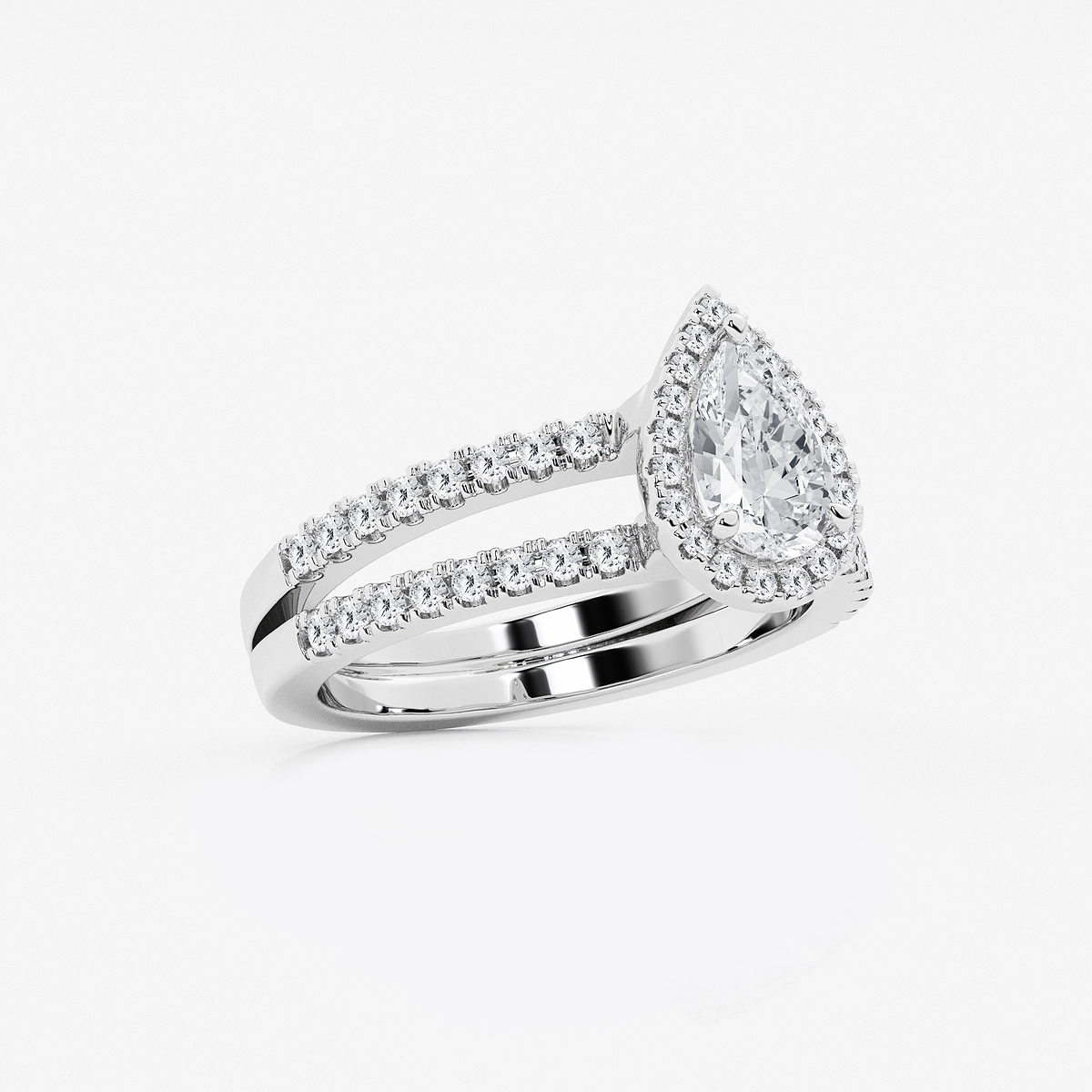 Additional Image 1 for  1 1/2 ctw Pear Lab Grown Diamond Double Shank Halo Engagement Ring