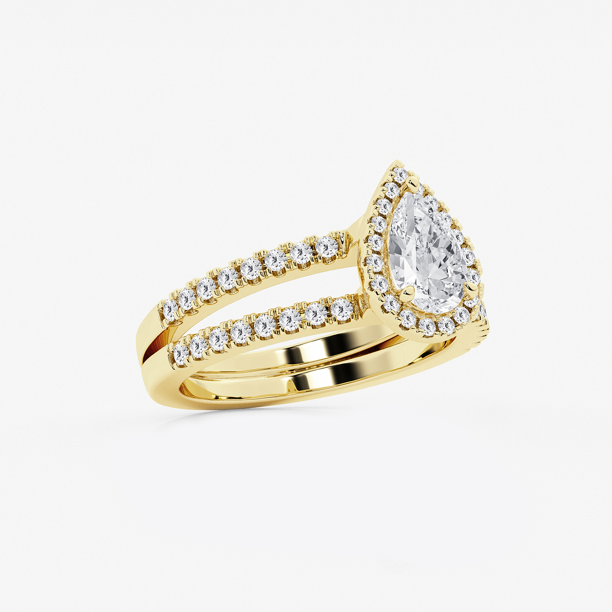Additional Image 1 for  1 1/2 ctw Pear Lab Grown Diamond Double Shank Halo Engagement Ring