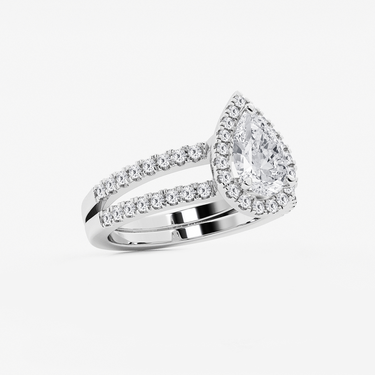 Additional Image 1 for  2 1/8 ctw Pear Lab Grown Diamond Double Shank Halo Engagement Ring