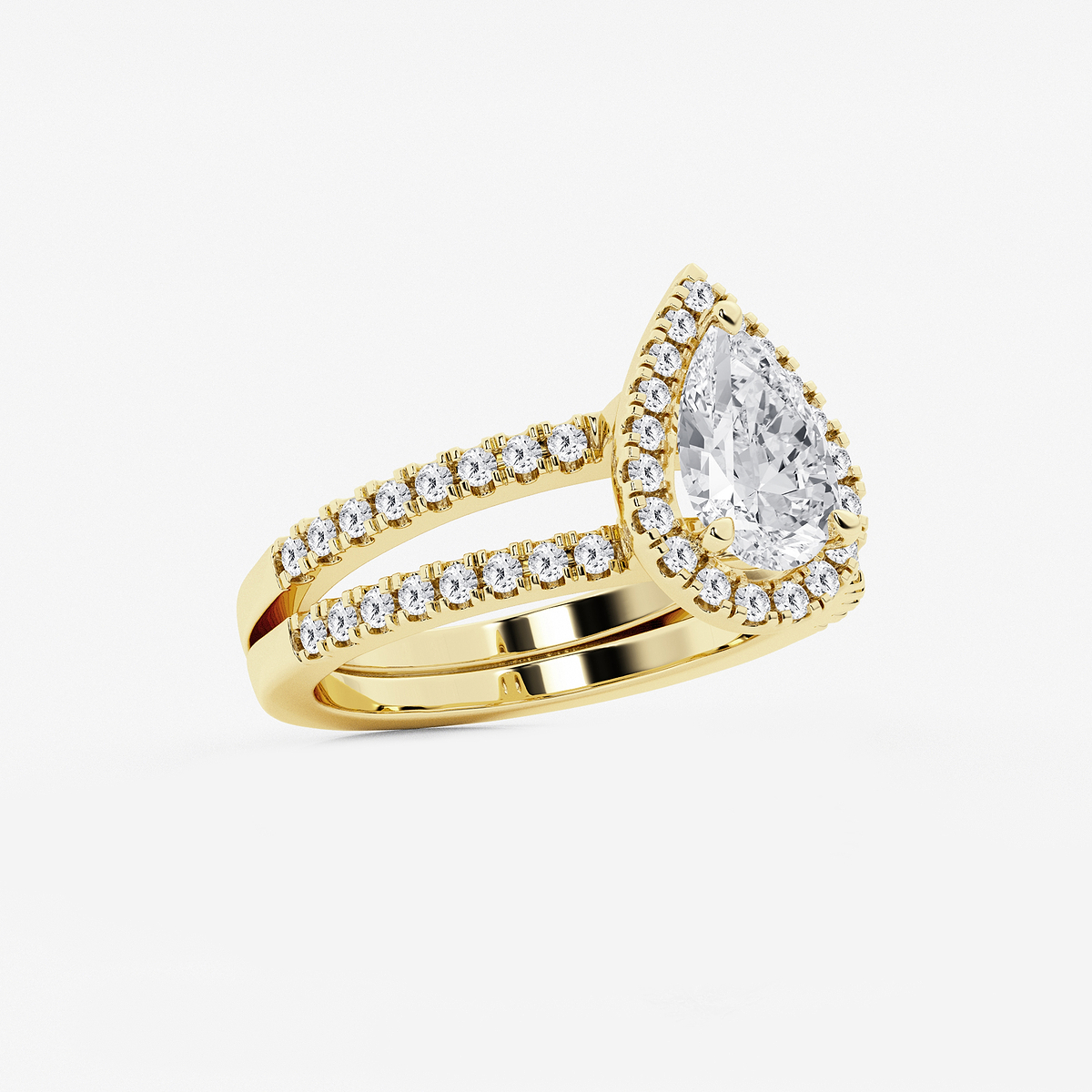 Additional Image 1 for  2 1/8 ctw Pear Lab Grown Diamond Double Shank Halo Engagement Ring
