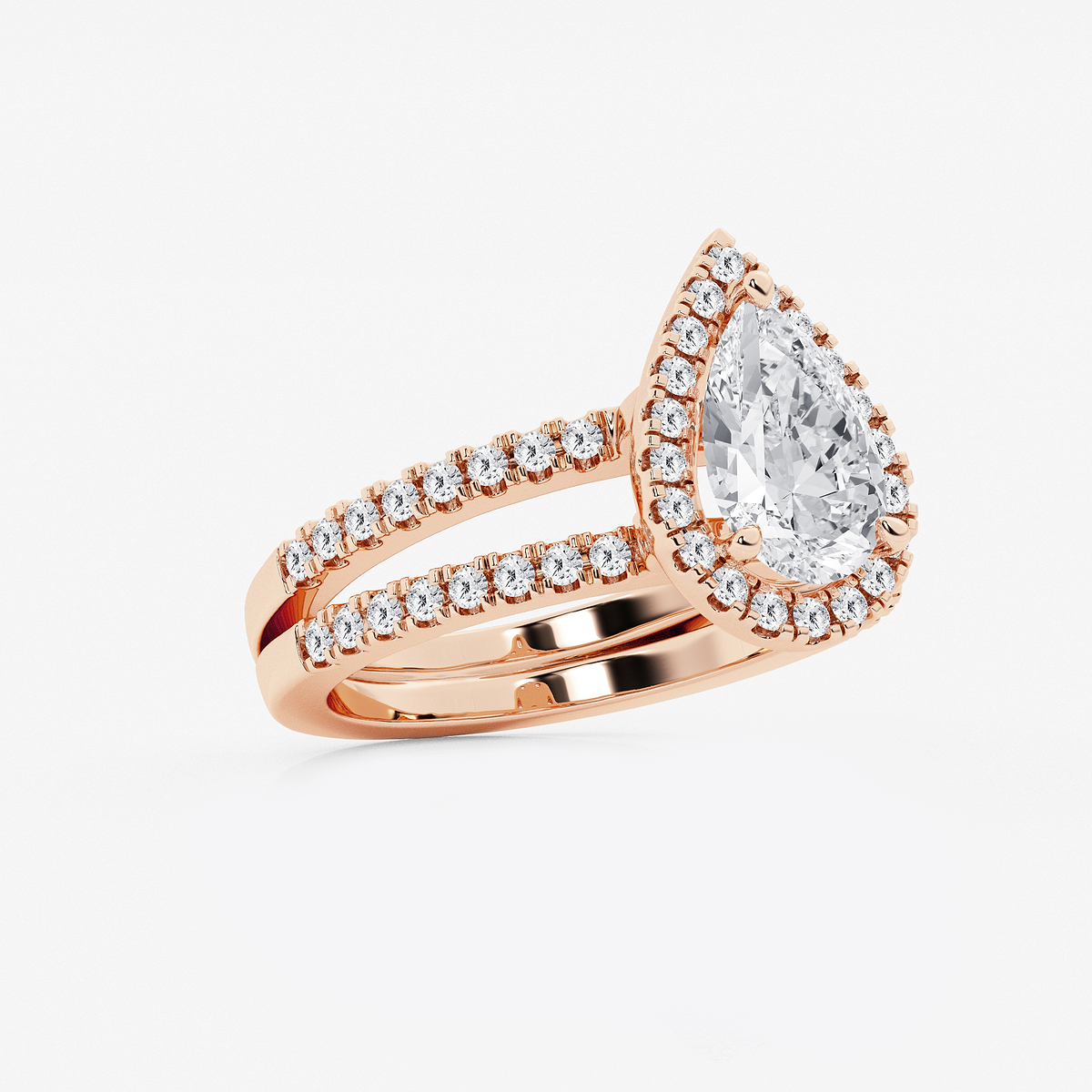 Additional Image 1 for  2 2/3 ctw Pear Lab Grown Diamond Double Shank Halo Engagement Ring