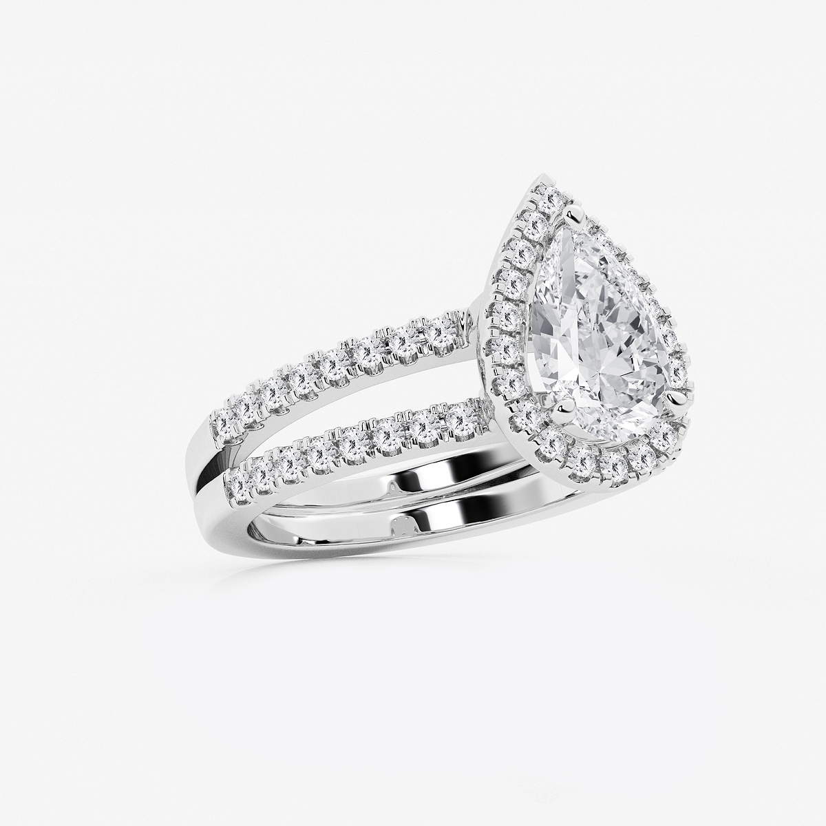 Additional Image 1 for  2 2/3 ctw Pear Lab Grown Diamond Double Shank Halo Engagement Ring