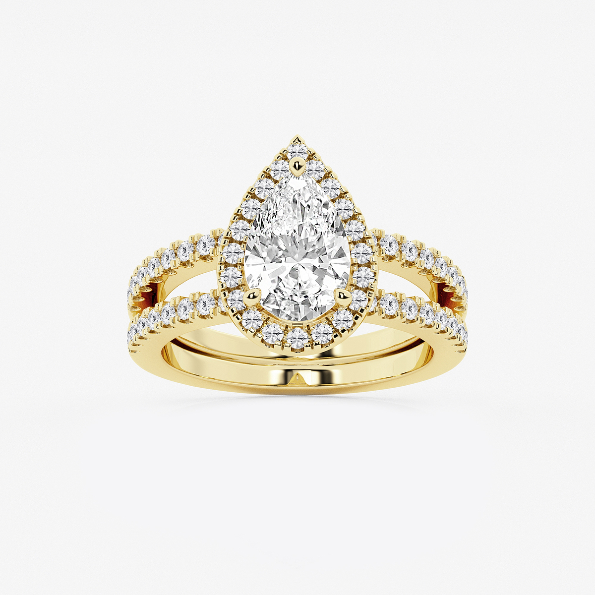 2 2/3 ctw Pear Lab Grown Diamond Double Shank Halo Engagement Ring