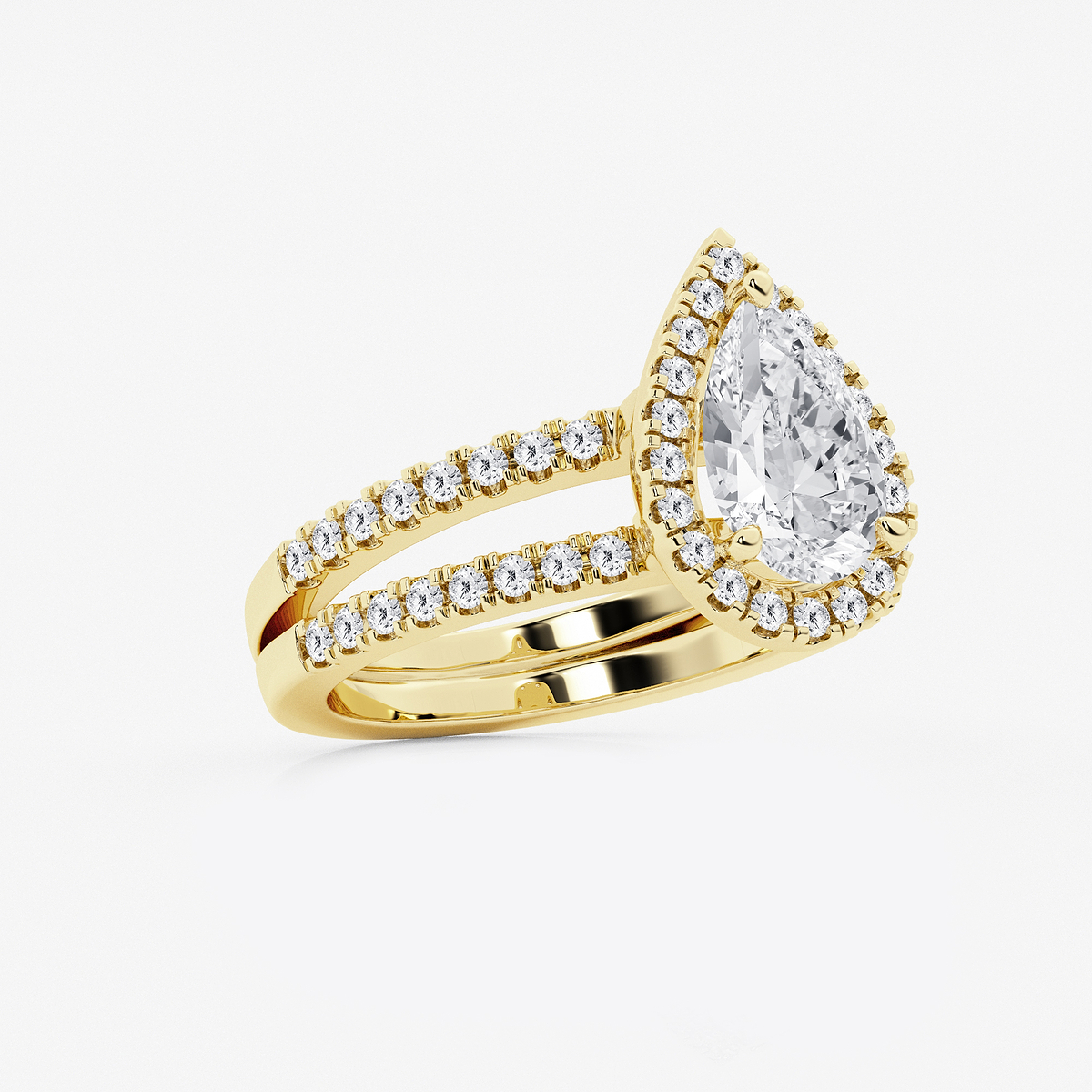 Additional Image 1 for  2 2/3 ctw Pear Lab Grown Diamond Double Shank Halo Engagement Ring