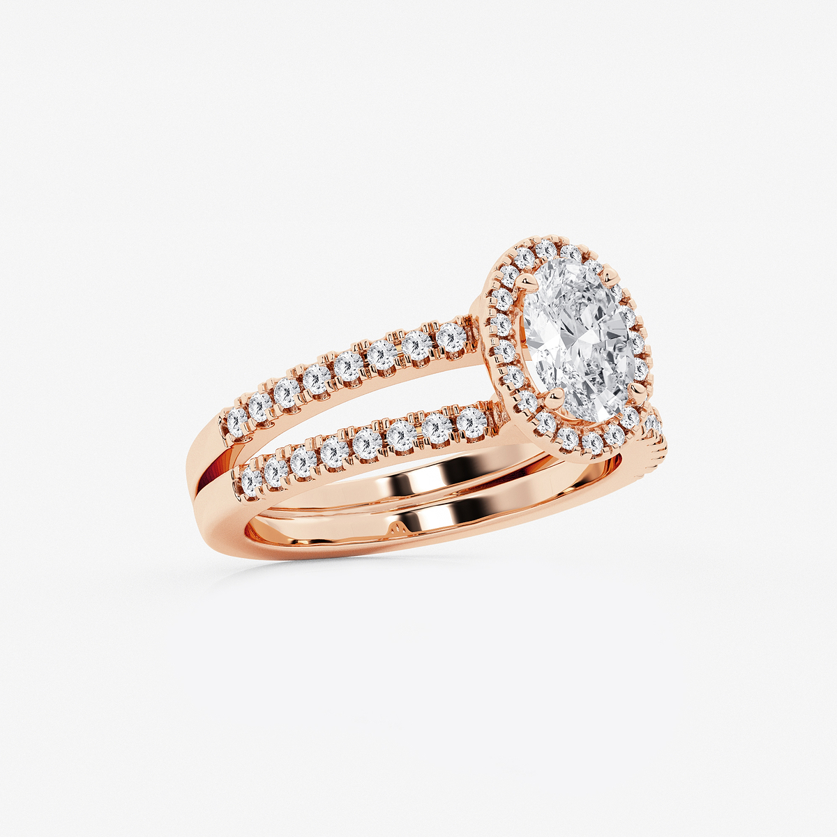 Additional Image 1 for  1 1/2 ctw Oval Lab Grown Diamond Double Shank Halo Engagement Ring