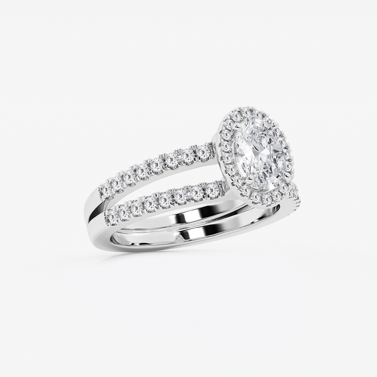 Additional Image 1 for  1 1/2 ctw Oval Lab Grown Diamond Double Shank Halo Engagement Ring