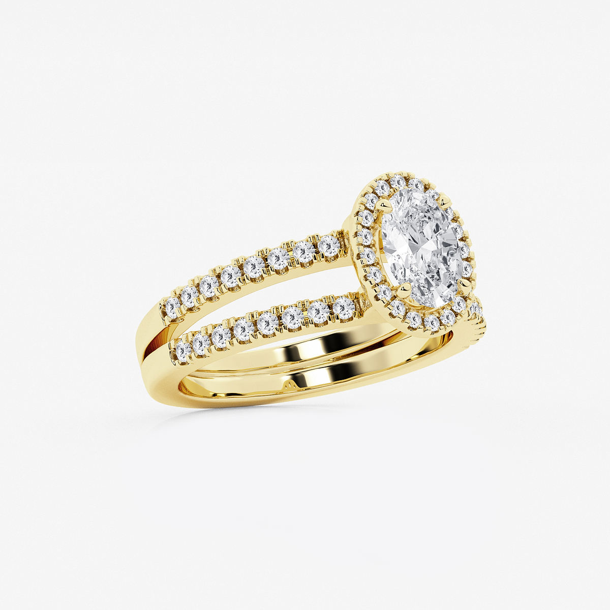 Additional Image 1 for  1 1/2 ctw Oval Lab Grown Diamond Double Shank Halo Engagement Ring