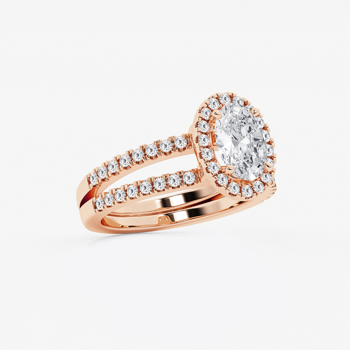Additional Image 1 for  2 1/8 ctw Oval Lab Grown Diamond Double Shank Halo Engagement Ring