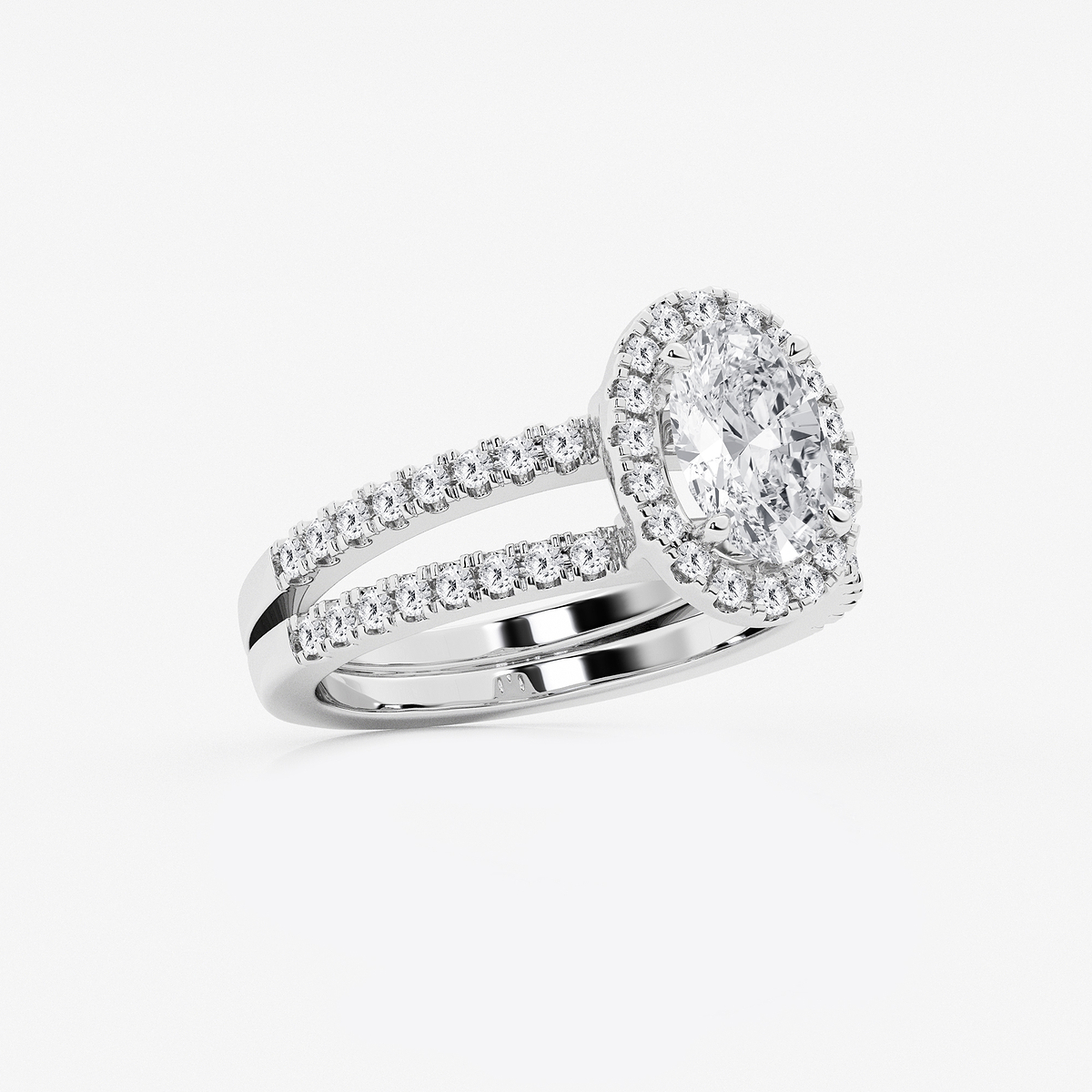 Additional Image 1 for  2 1/8 ctw Oval Lab Grown Diamond Double Shank Halo Engagement Ring