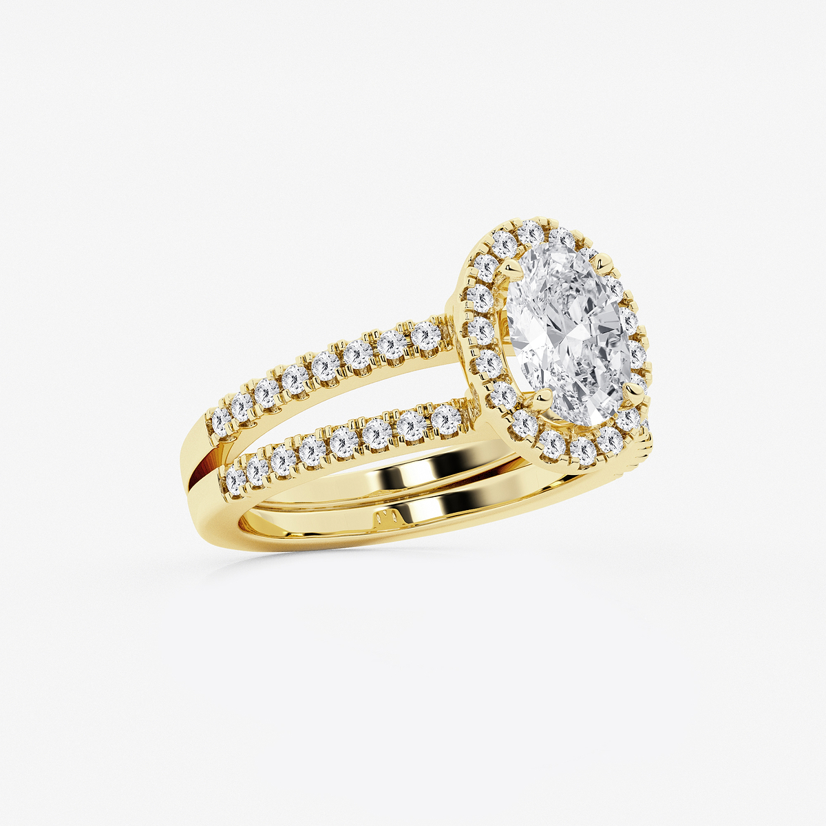Additional Image 1 for  2 1/8 ctw Oval Lab Grown Diamond Double Shank Halo Engagement Ring