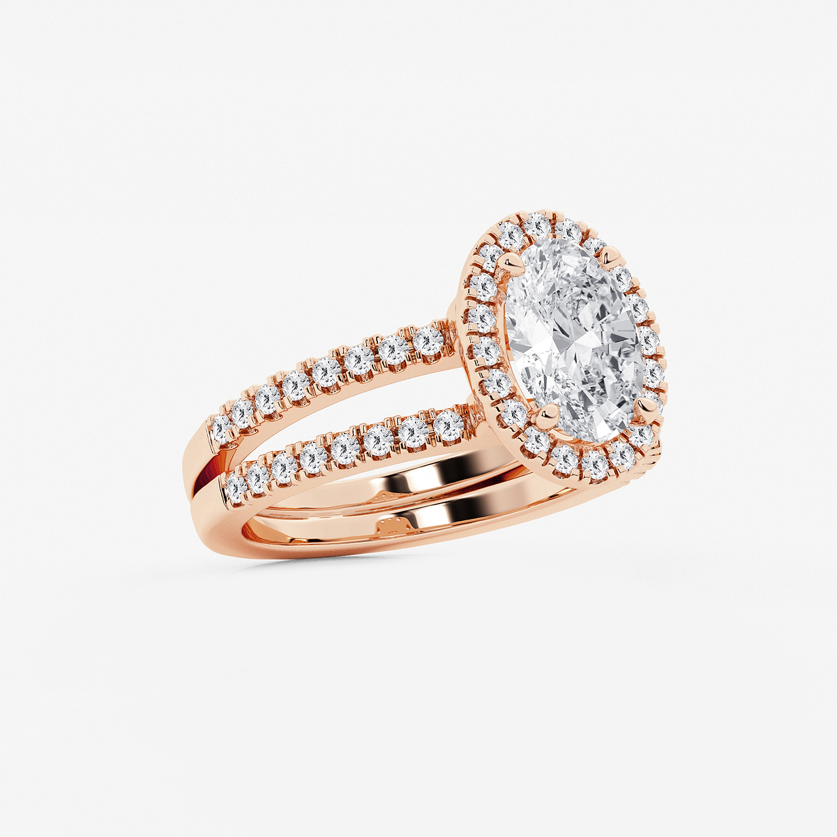 Additional Image 1 for  2 2/3 ctw Oval Lab Grown Diamond Double Shank Halo Engagement Ring