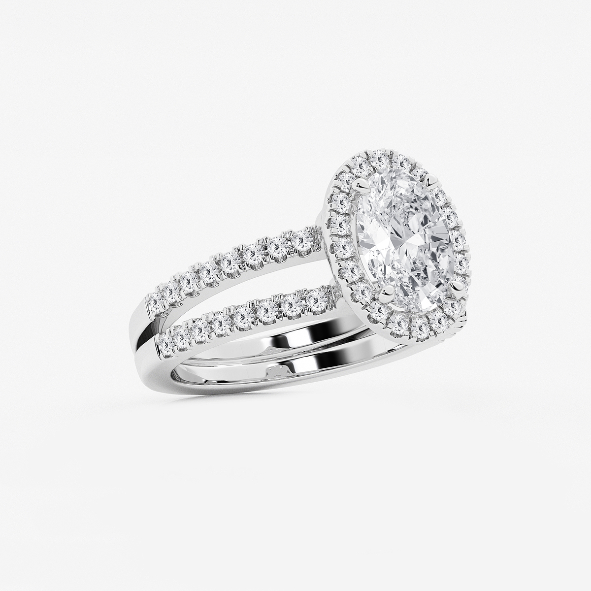 Additional Image 1 for  2 2/3 ctw Oval Lab Grown Diamond Double Shank Halo Engagement Ring