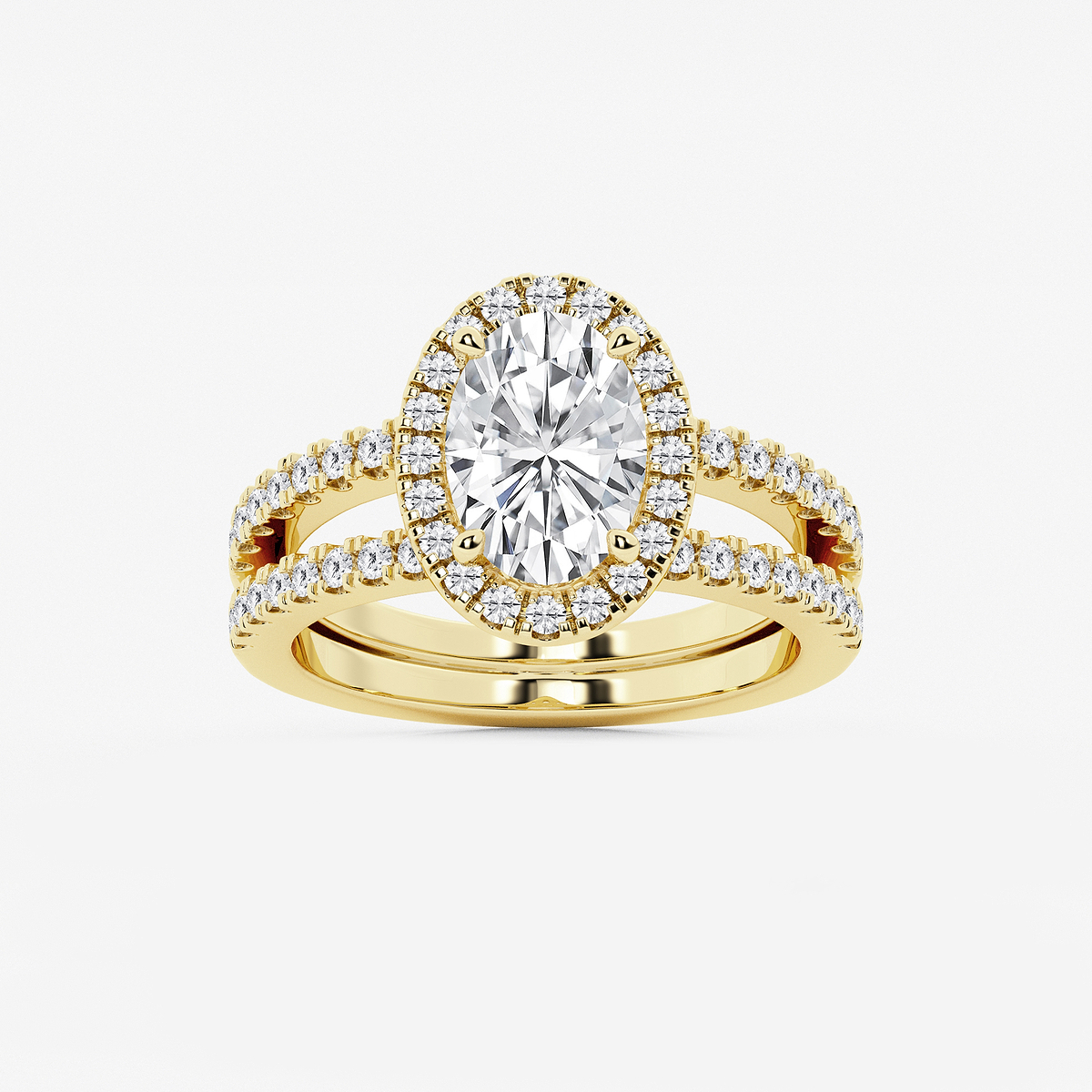 2 2/3 ctw Oval Lab Grown Diamond Double Shank Halo Engagement Ring