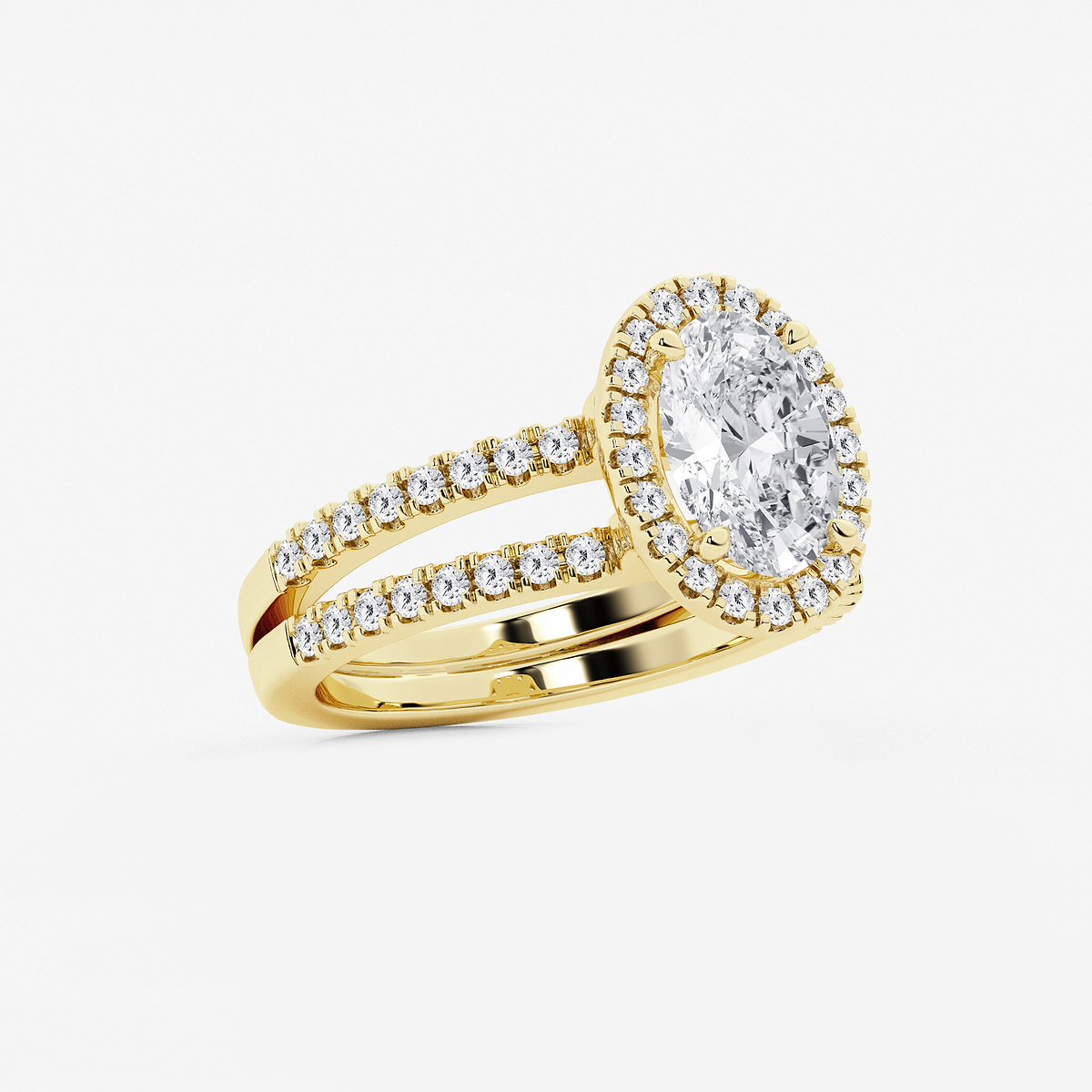 Additional Image 1 for  2 2/3 ctw Oval Lab Grown Diamond Double Shank Halo Engagement Ring