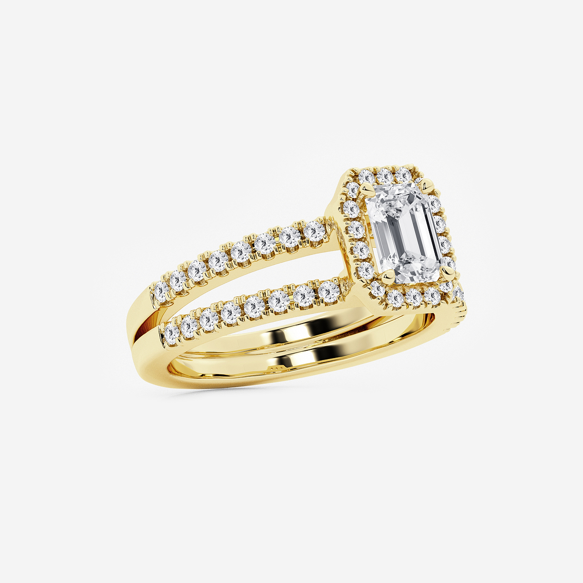 Additional Image 1 for  1 1/2 ctw Emerald Lab Grown Diamond Double Shank Halo Engagement Ring
