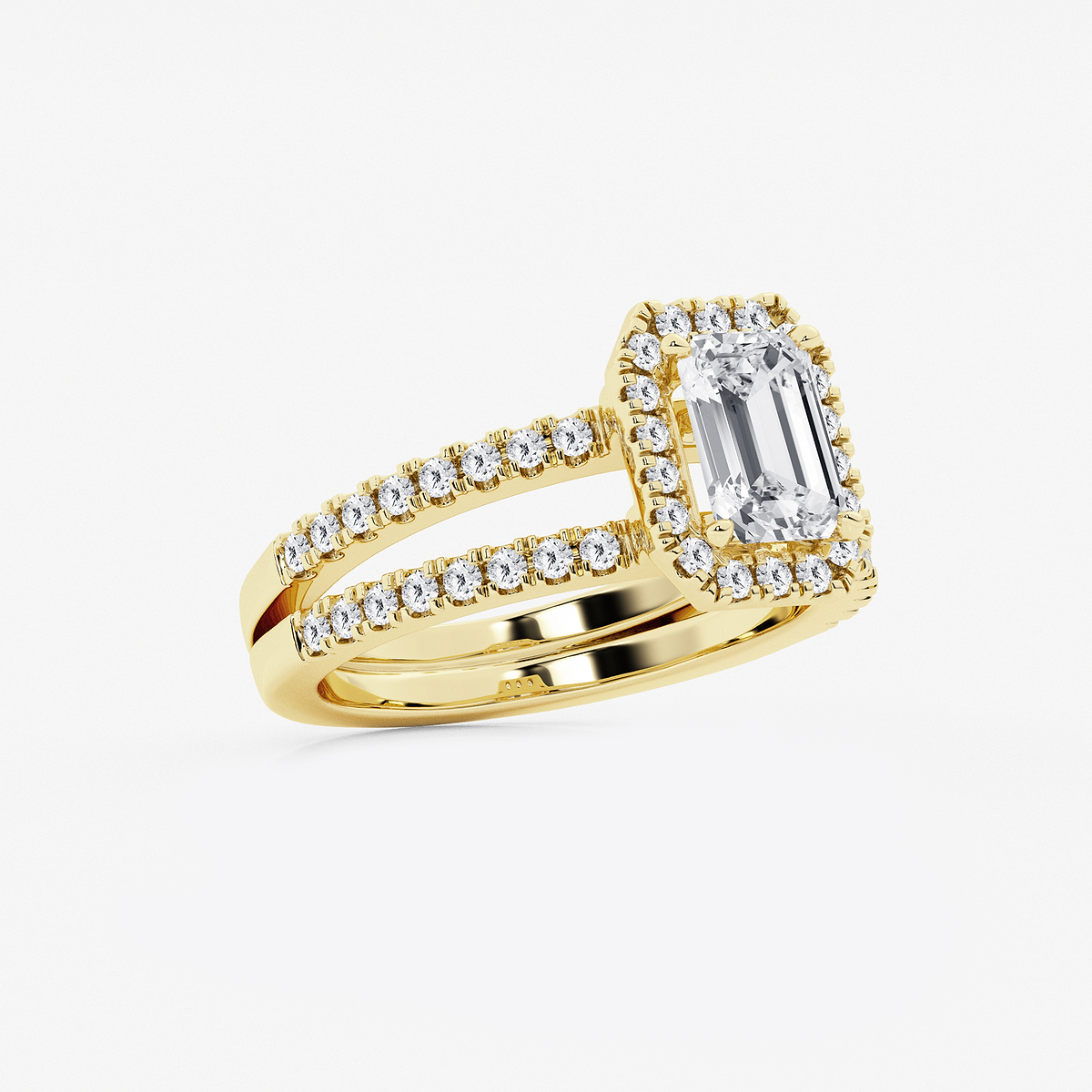 Additional Image 1 for  2 1/8 ctw Emerald Lab Grown Diamond Double Shank Halo Engagement Ring